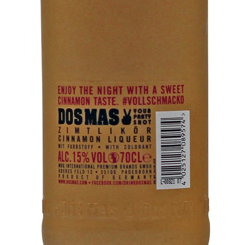 Dos Mas Mex Shot Zimtlikör mit Tequila 0,7 L 15% vol Dos Mas Mex Shot Zimtlikör mit Tequila 0,7 L 15% vol