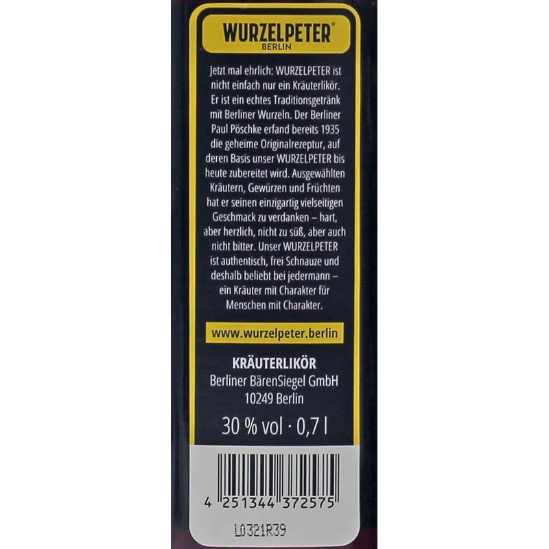 Wurzelpeter Kräuterlikör 0,7 L 30% vol