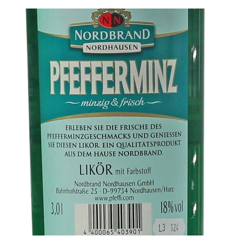 Nordbrand Pfeffi Pfefferminzlikör 3 Liter 18% vol Nordbrand Pfeffi Pfefferminzlikör 3 Liter 18% vol