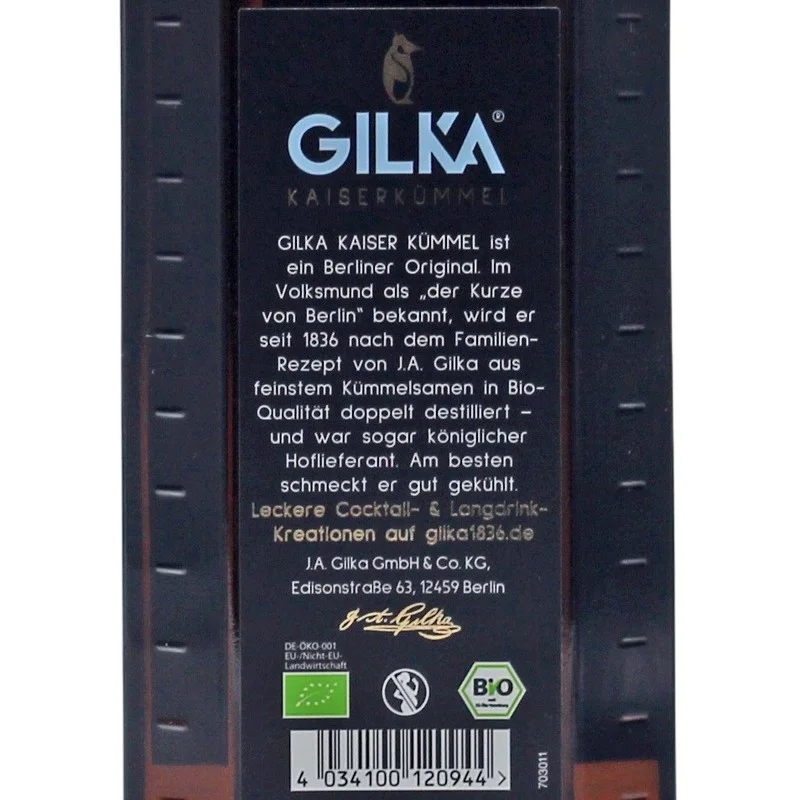 Gilka Kaiser Kümmel Bio 1 L 38% vol Gilka Kaiser Kümmel Bio 1 L 38% vol