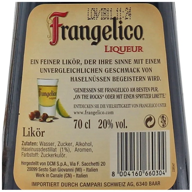 Frangelico Liqueur 0,7 L 20% vol Frangelico Liqueur 0,7 L 20% vol