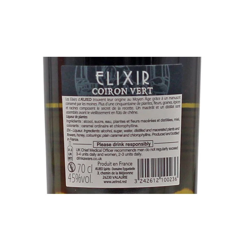 Aelred Elixir du Coiron Vert 1889 0,7 L 45% vol Aelred Elixir du Coiron Vert 1889 0,7 L 45% vol