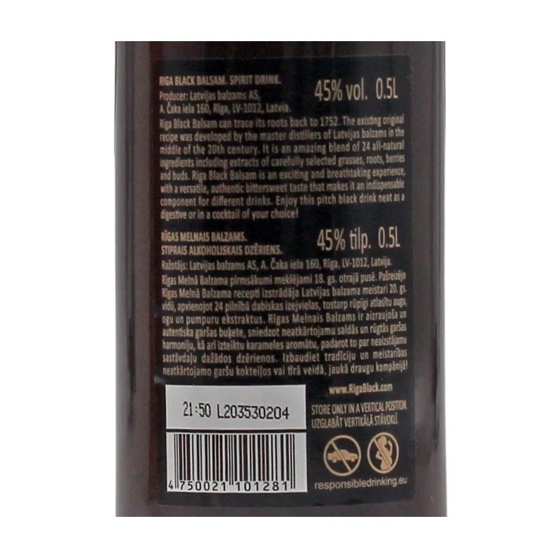 Riga Black Balsam Original 0,5 L 45% vol Riga Black Balsam Original 0,5 L 45% vol