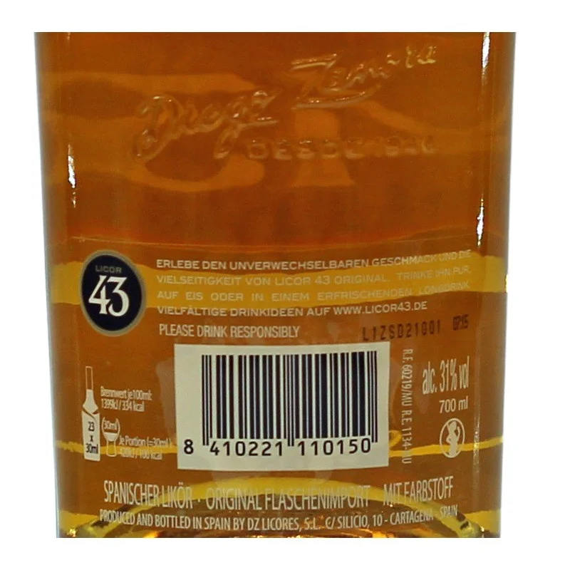 Licor 43 Likör Cuarenta y Tres 0,7 L 31% vol Licor 43 Likör Cuarenta y Tres 0,7 L 31% vol