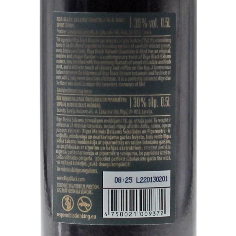 Riga Black Balsam Chocolate & Mint 0,5 L 30% vol Riga Black Balsam Chocolate & Mint 0,5 L 30% vol