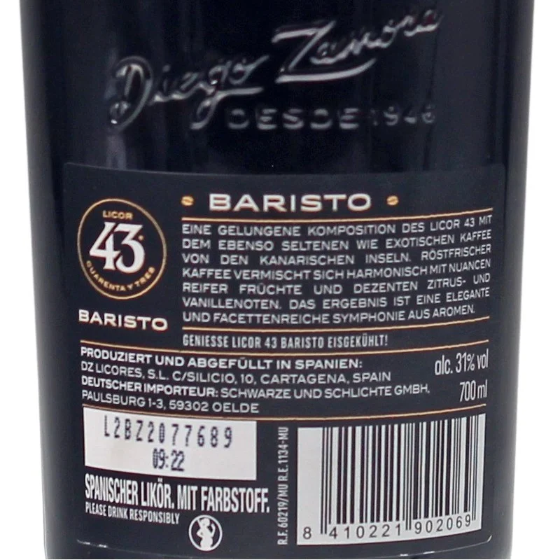 Licor 43 Baristo 0,7 L 31% vol Licor 43 Baristo 0,7 L 31% vol