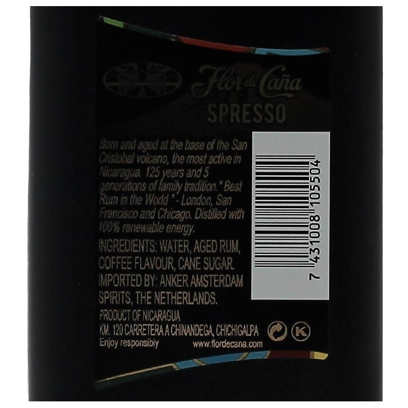 Flor de Caña Spresso 0,7 L 30%vol. Flor de Caña Spresso 0,7 L 30%vol.