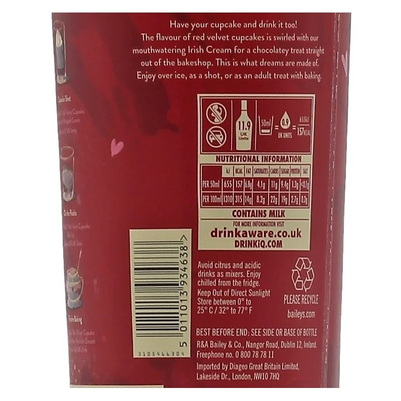 Baileys Red Velvet Cupcake Limited Edition 0,7 L 17%vol Baileys Red Velvet Cupcake Limited Edition 0,7 L 17%vol