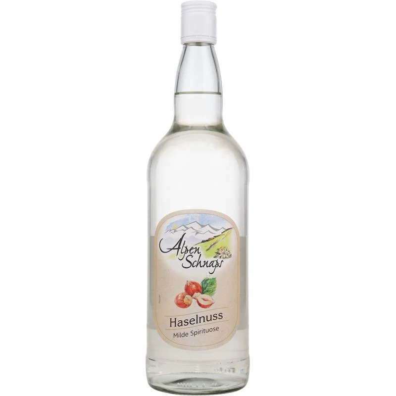 Alpenschnaps Haselnuss milde Spirituose 1 L 33% vol Alpenschnaps Haselnuss milde Spirituose 1 L 33% vol