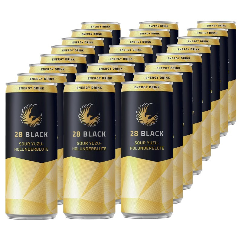 28 BLACK Sour Yuzu-Holunder Energy Drink Dose 24x 0,25 L