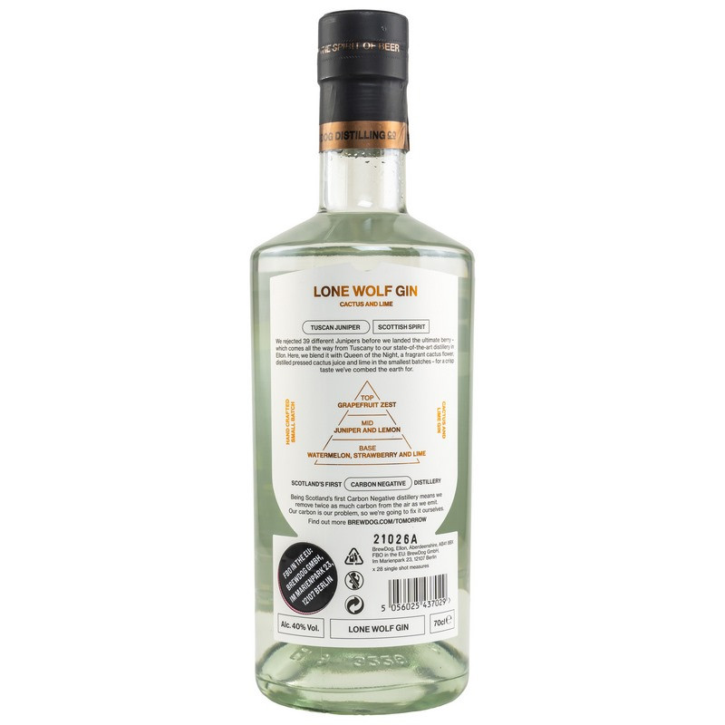 BrewDog LoneWolf Cactus & Lime Gin 0,7 L 40% vol BrewDog LoneWolf Cactus & Lime Gin 0,7 L 40% vol