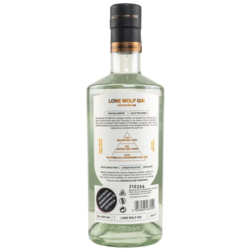 BrewDog LoneWolf Cactus & Lime Gin 0,7 L 40% vol BrewDog LoneWolf Cactus & Lime Gin 0,7 L 40% vol