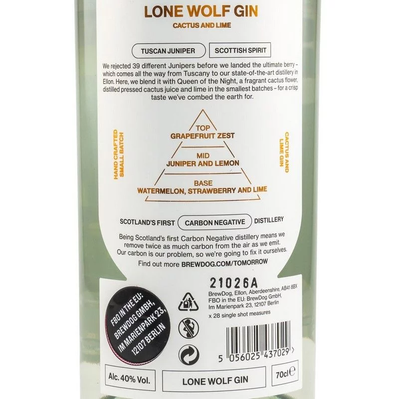 BrewDog LoneWolf Cactus & Lime Gin 0,7 L 40% vol