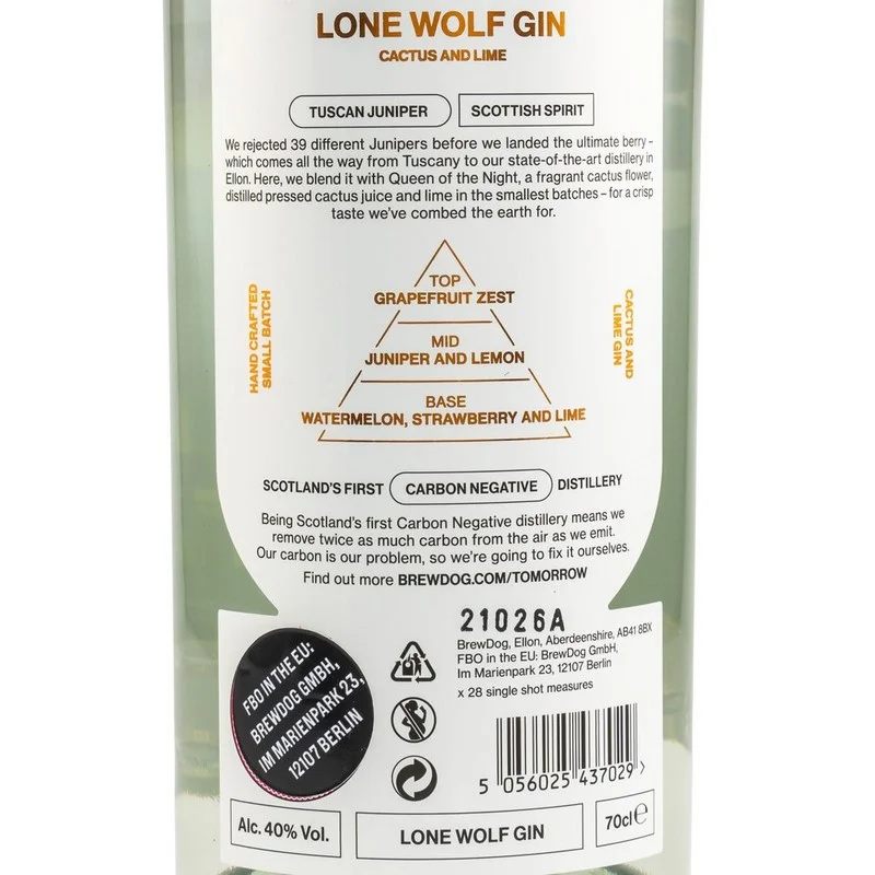 BrewDog LoneWolf Cactus & Lime Gin 0,7 L 40% vol BrewDog LoneWolf Cactus & Lime Gin 0,7 L 40% vol